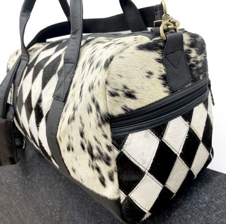 Klassy Cowgirl Hair on Cowhide Black and White Duffle Bag #2